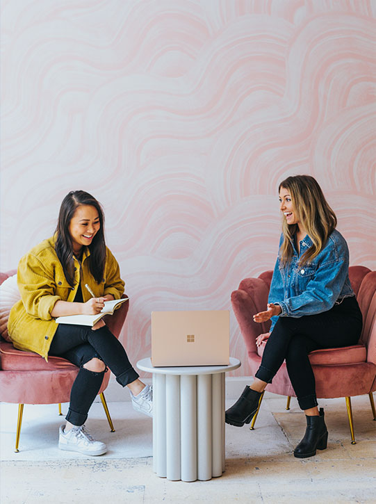 Two women talking